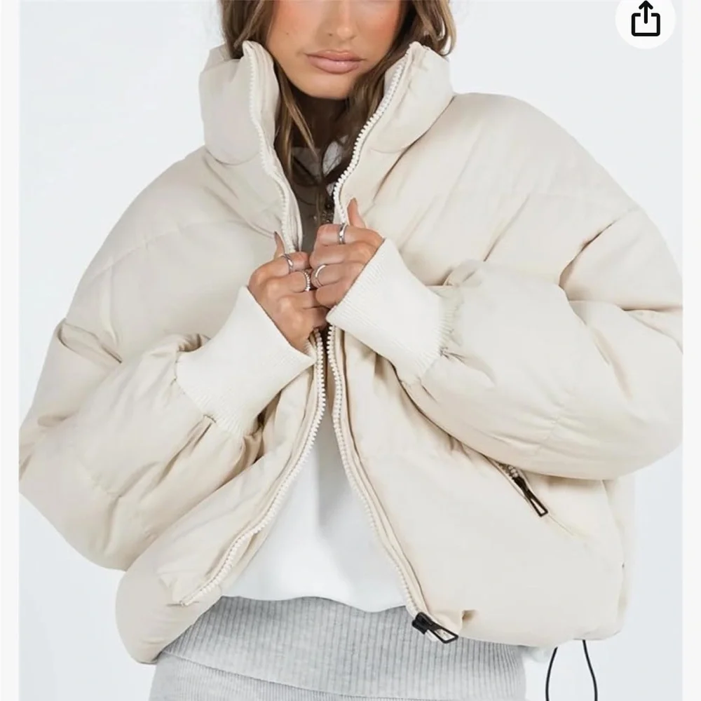 Cream Short Puffer - Picture 1 of 6